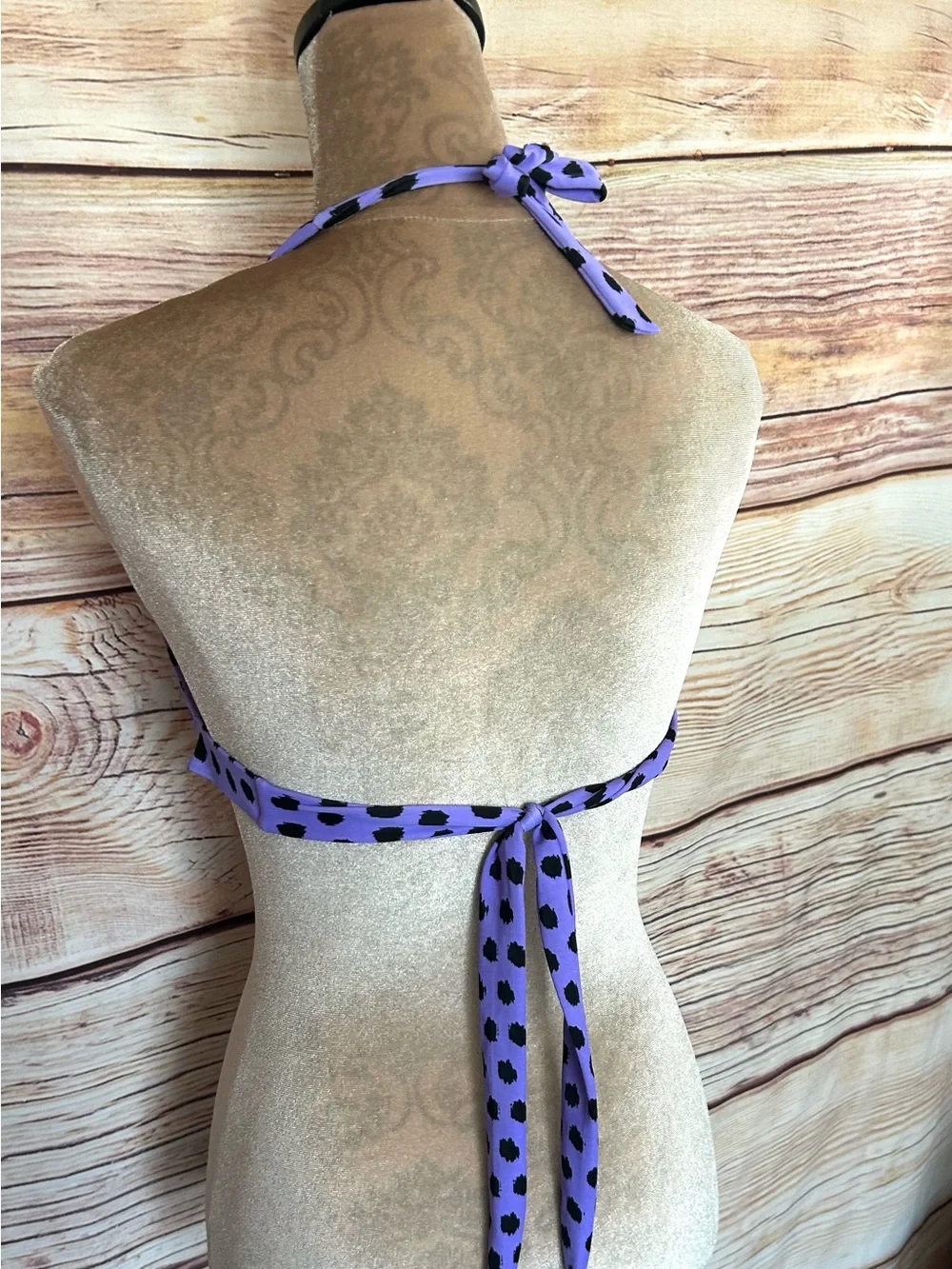 Victoria’s Secret Purple Black Polka Dot Padded Swim Bikini Top M